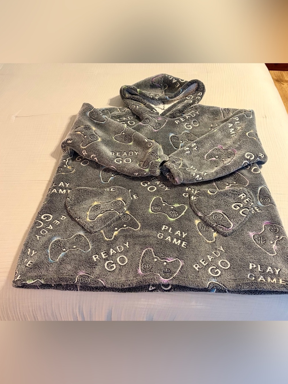 Youth Wearable Blanket Sherpa Gamer Fleece Hoodie Sz Large (oversized)